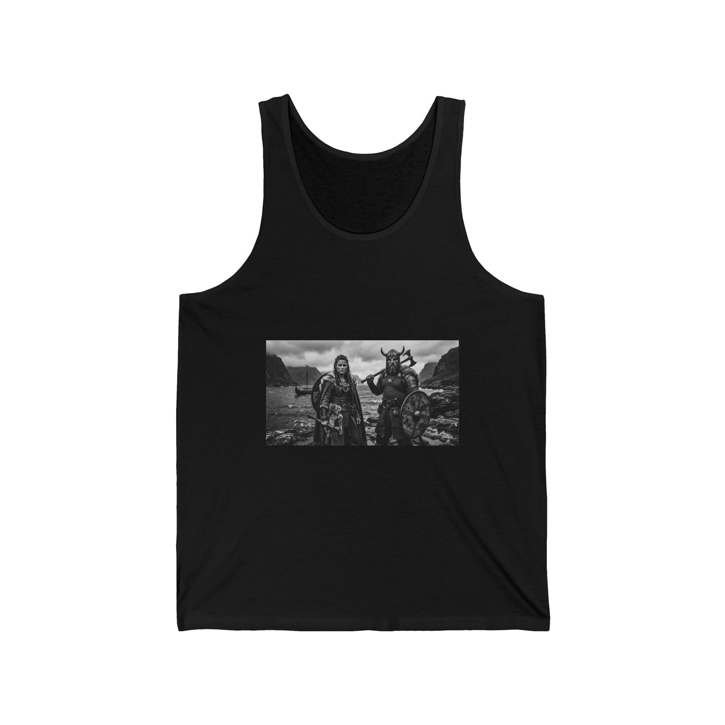 Viking Warriors Photo Tank Top — Norse Shield & Helm Gothic Graphic