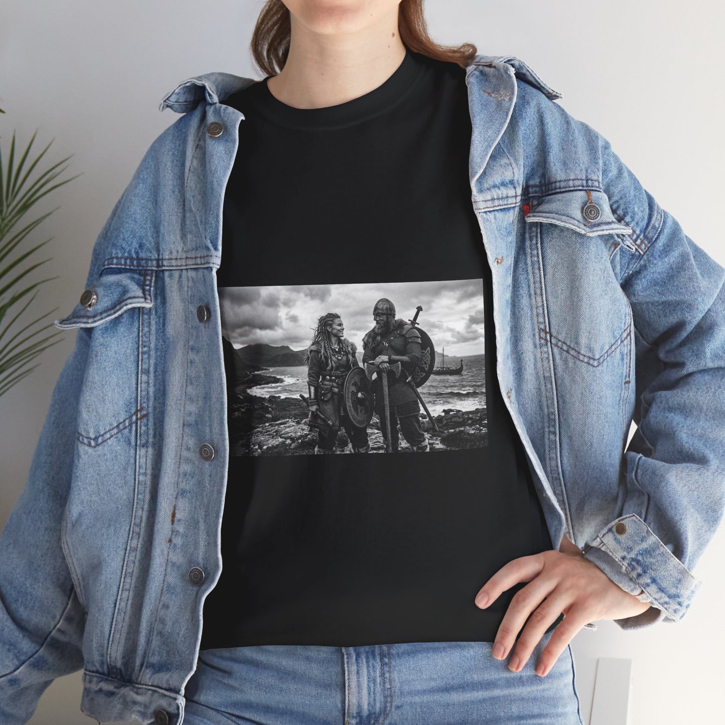Viking Couple Graphic Tee - Nordic Warrior Photo T-Shirt