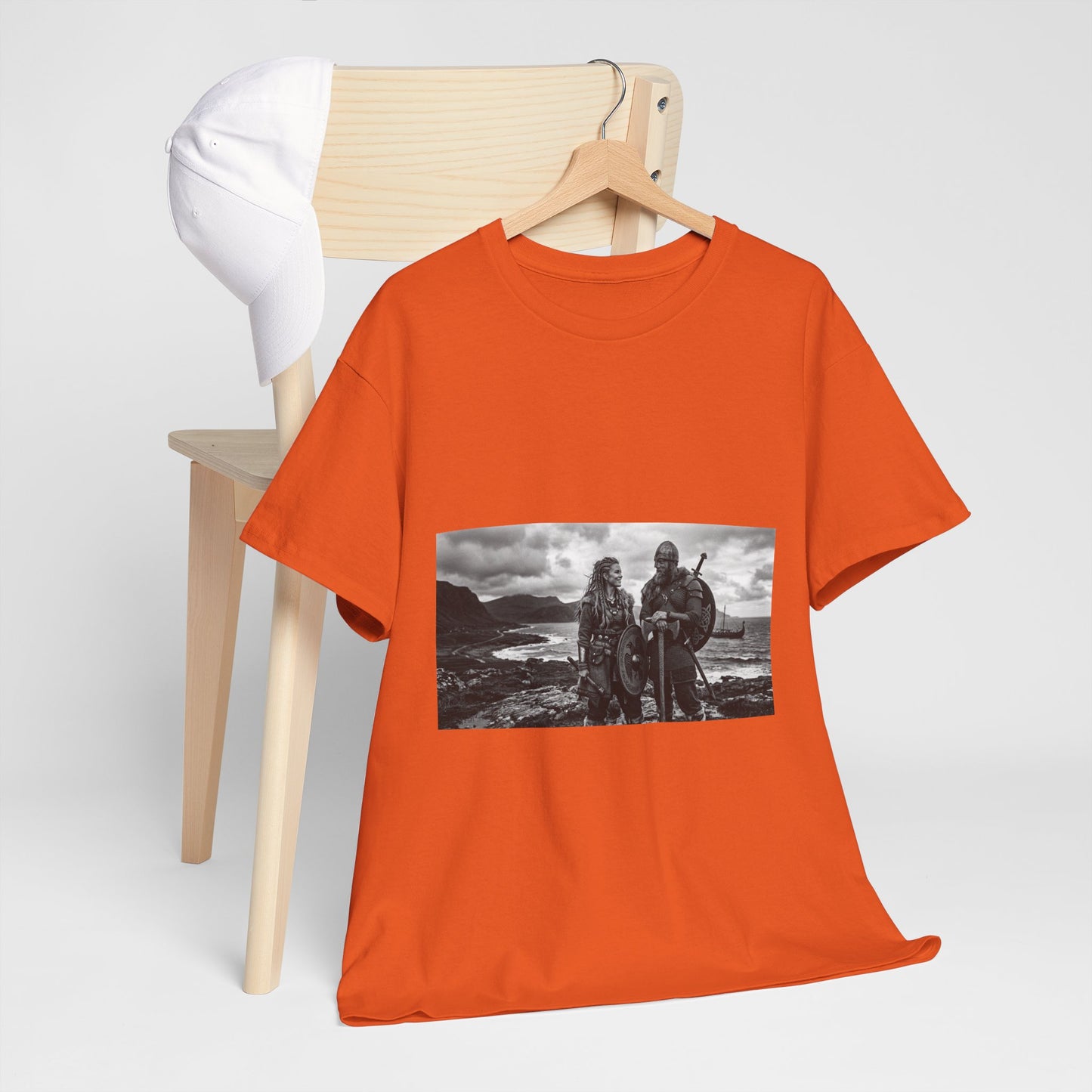 Viking Couple Graphic Tee - Nordic Warrior Photo T-Shirt