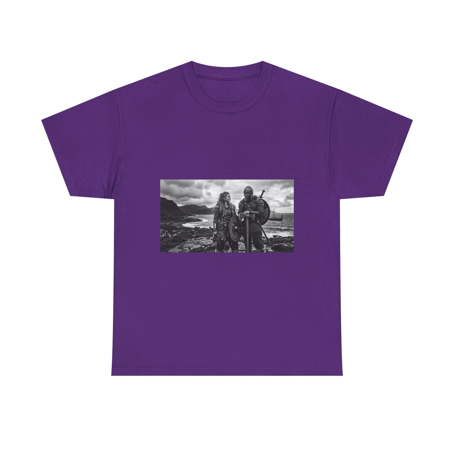 Viking Couple Graphic Tee - Nordic Warrior Photo T-Shirt