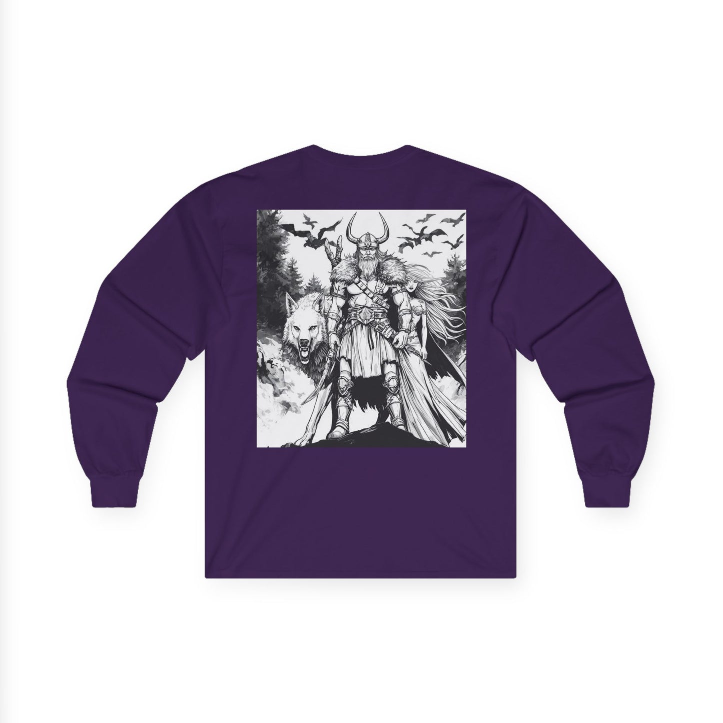 Viking Warrior Long Sleeve Tee — Valkyrie & Wolf Norse Design