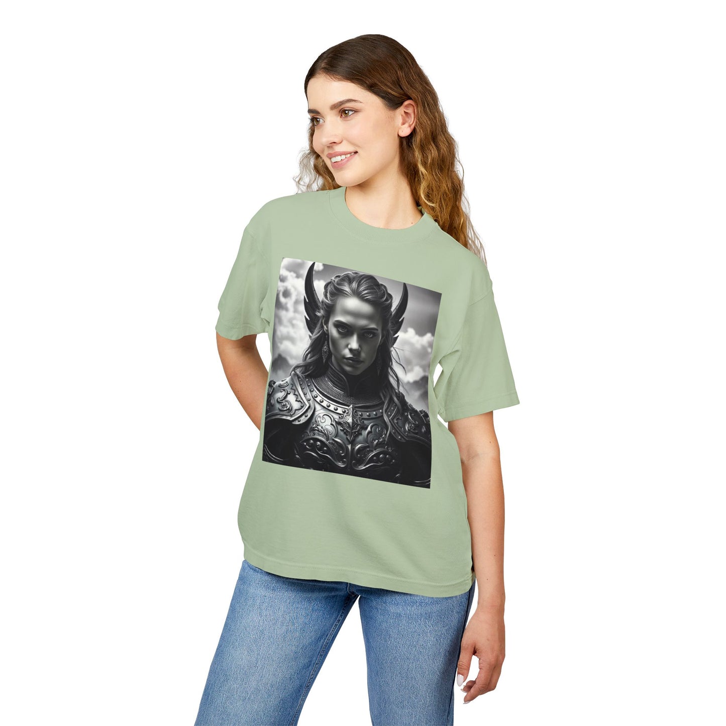 Valkyrie Warrior Tee — Mythic Black & White Armor Portrait T‑Shirt