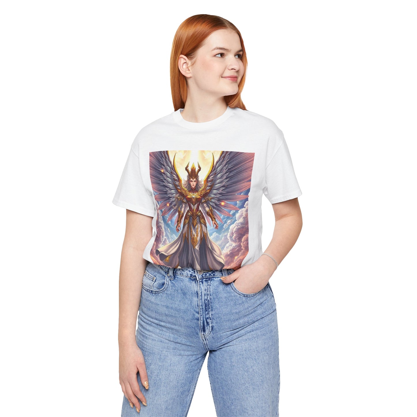 Angel Warrior Graphic Tee — Celestial Valkyrie Illustration T-Shirt