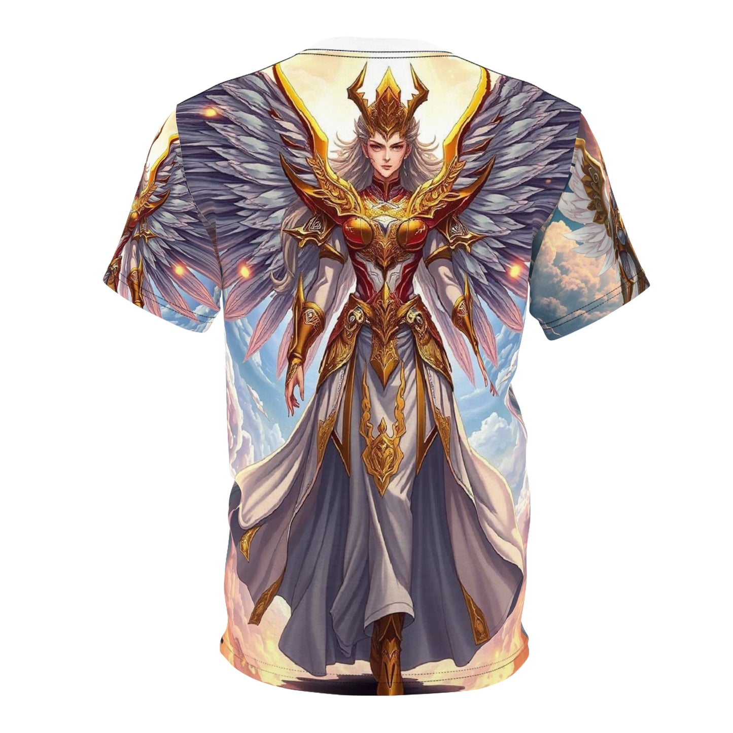 Angel Warrior All-Over Print Tee — Golden Valkyrie Fantasy Design
