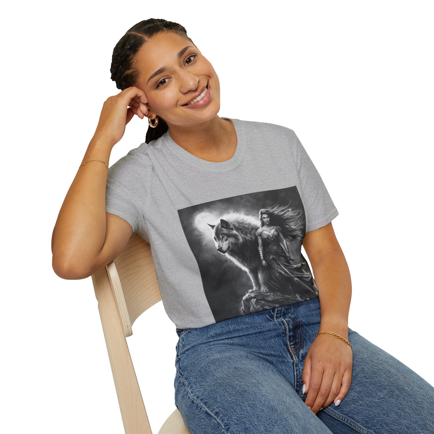 Wolf Guardian T-Shirt — Mystic Woman and Wolf Graphic Tee