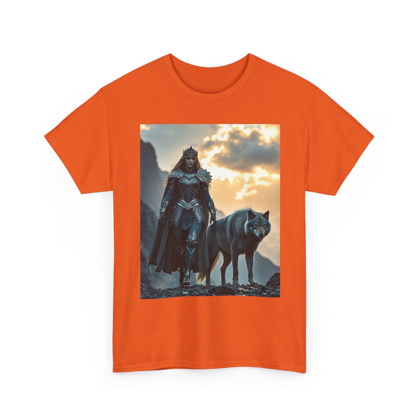 Viking Shieldmaiden & Wolf Graphic Tee