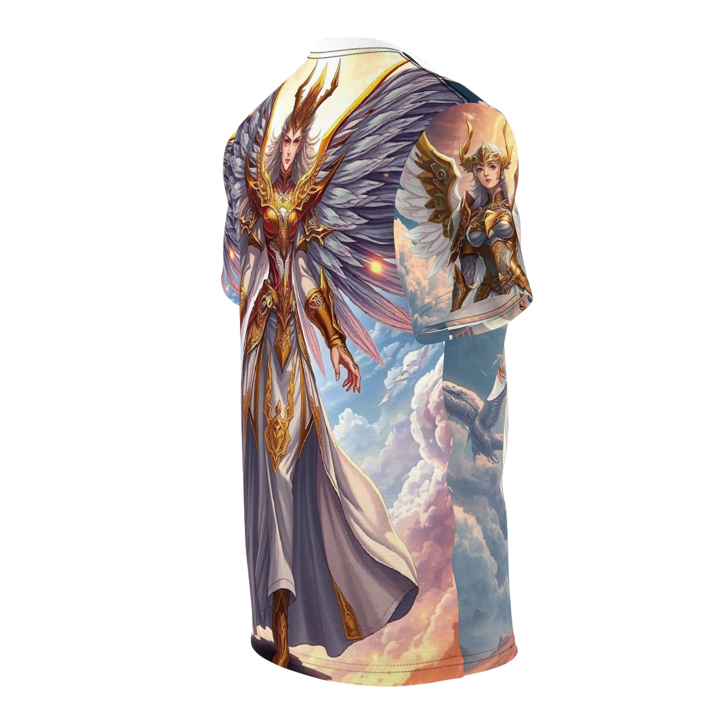 Angel Warrior All-Over Print Tee — Golden Valkyrie Fantasy Design