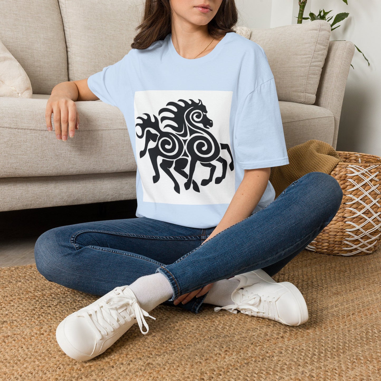 Tribal Horse Graphic T-Shirt — Celtic-Inspired Running Stallion Design