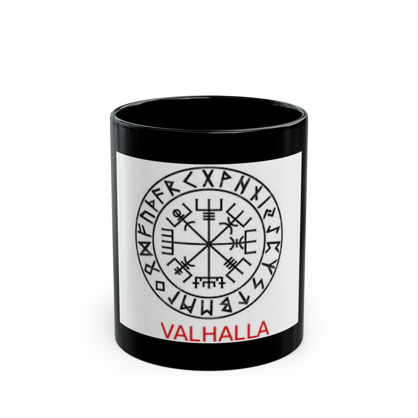 Valhalla Viking Rune Coffee Mug — Black Ceramic 11oz/15oz