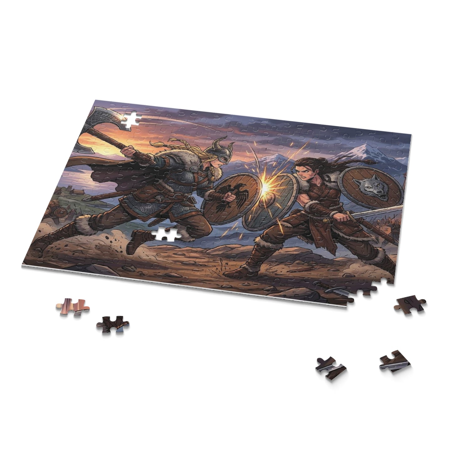 Viking Battle Scene Puzzle — Norse Warriors 120/252/500-Piece Jigsaw