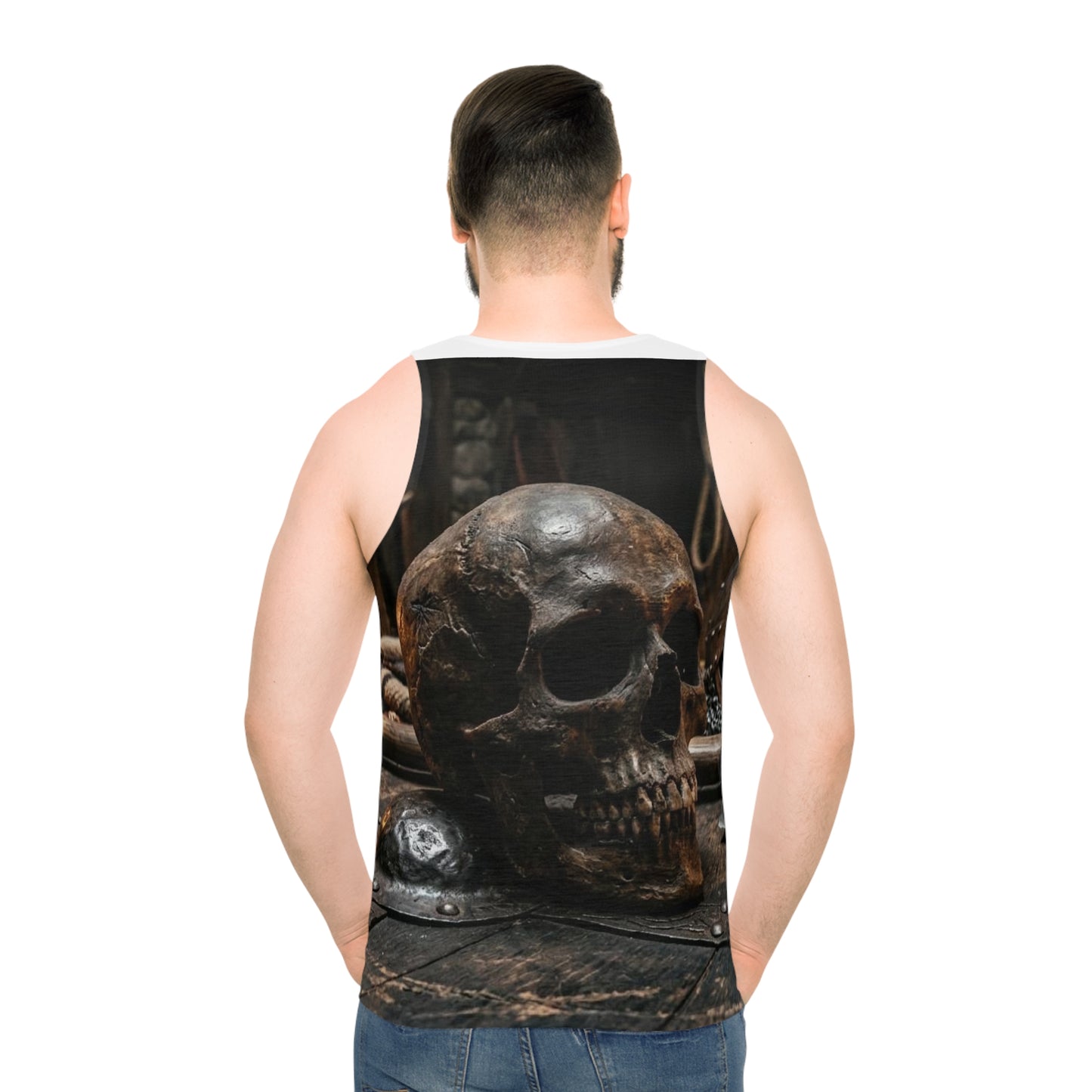 Skull & Helm All-Over-Print Tank Top — Gothic Pirate Skull Design