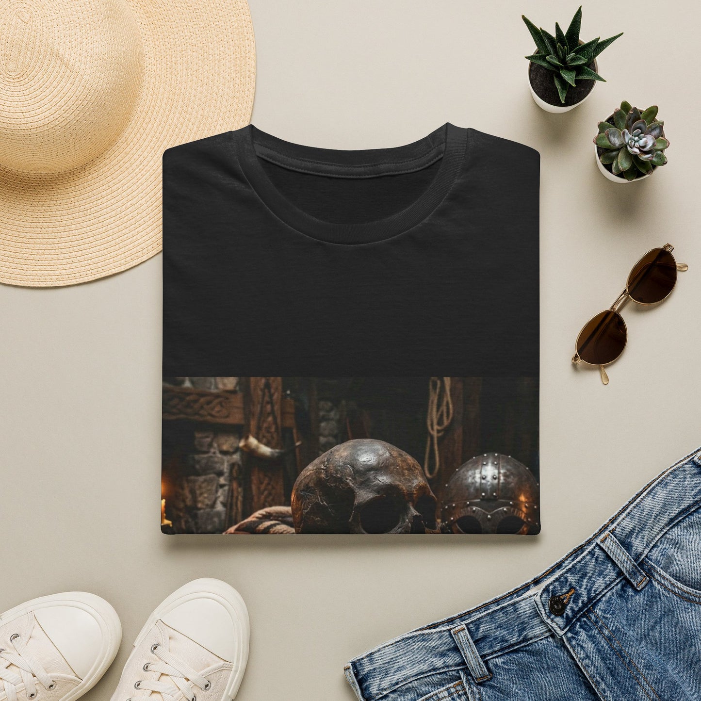 Skull & Relics Graphic T-Shirt — Gothic Vintage Curio Tee