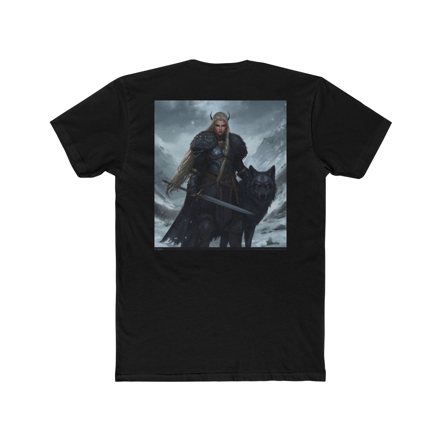 Viking Warrior & Wolf Graphic Tee — Norse Fantasy Sword T‑Shirt