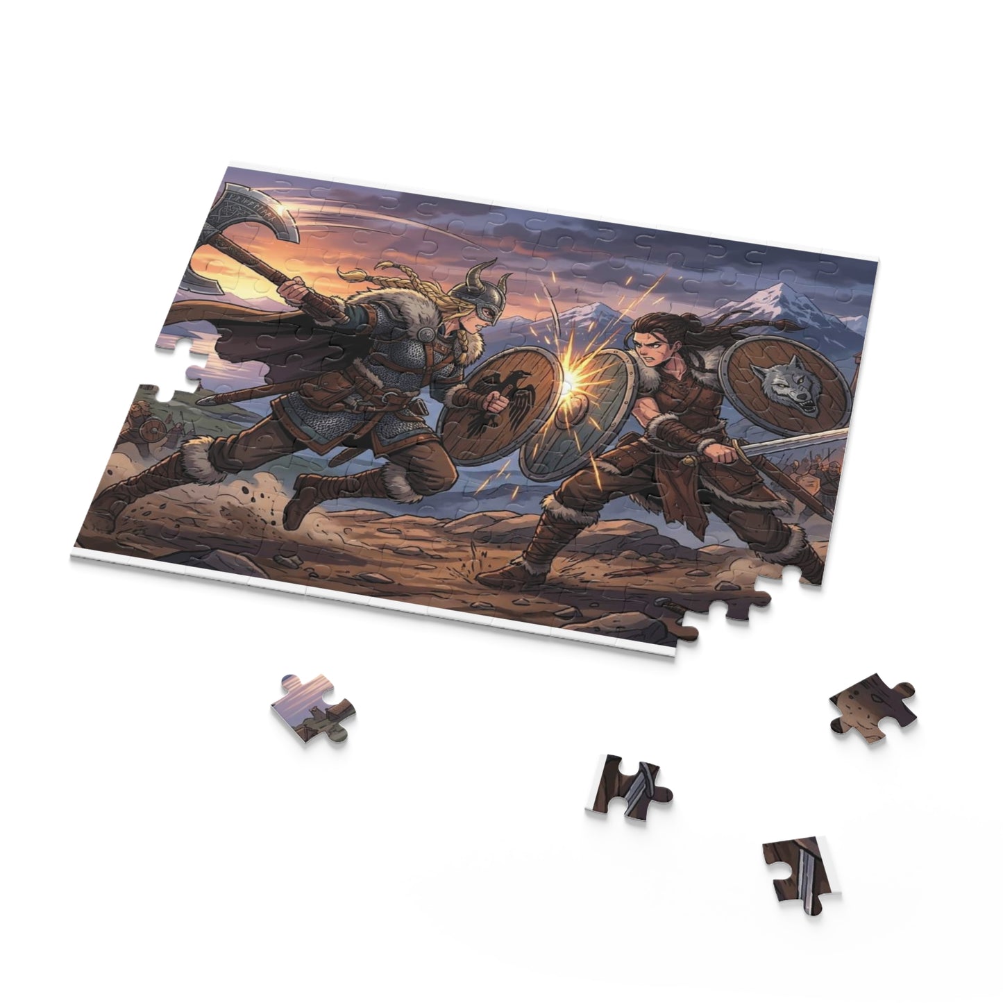 Viking Battle Scene Puzzle — Norse Warriors 120/252/500-Piece Jigsaw