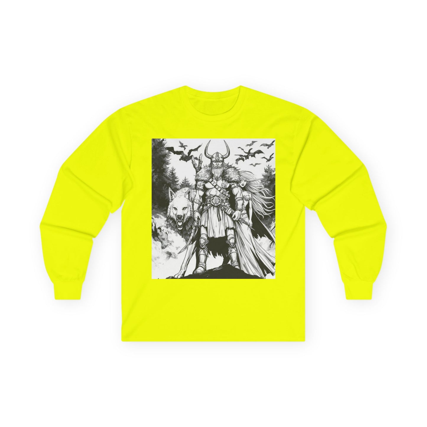Viking Warrior Long Sleeve Tee — Valkyrie & Wolf Norse Design