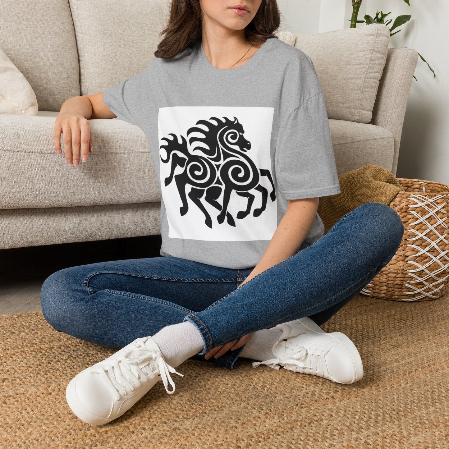 Tribal Horse Graphic T-Shirt — Celtic-Inspired Running Stallion Design