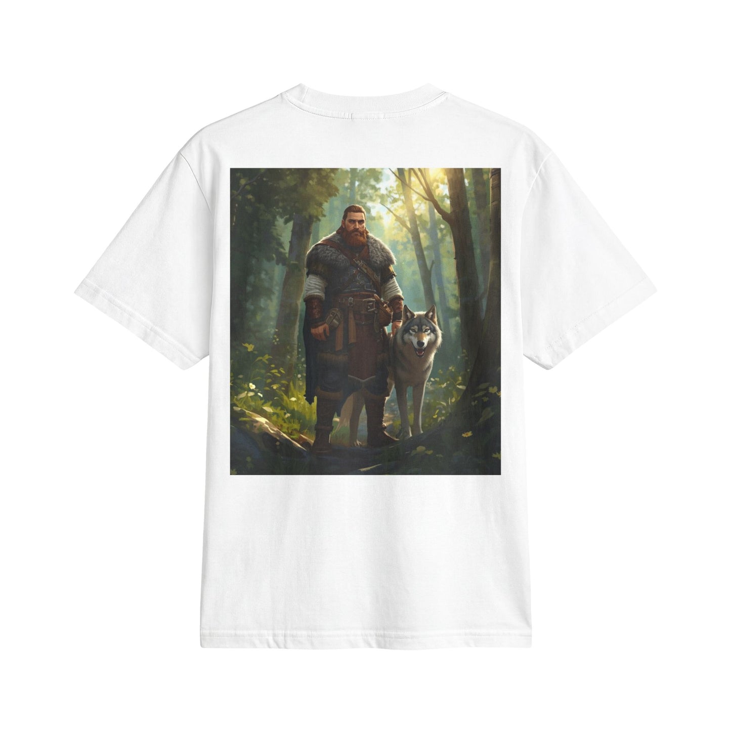 Viking Woodsman T‑Shirt – Warrior and Wolf Forest Graphic Tee