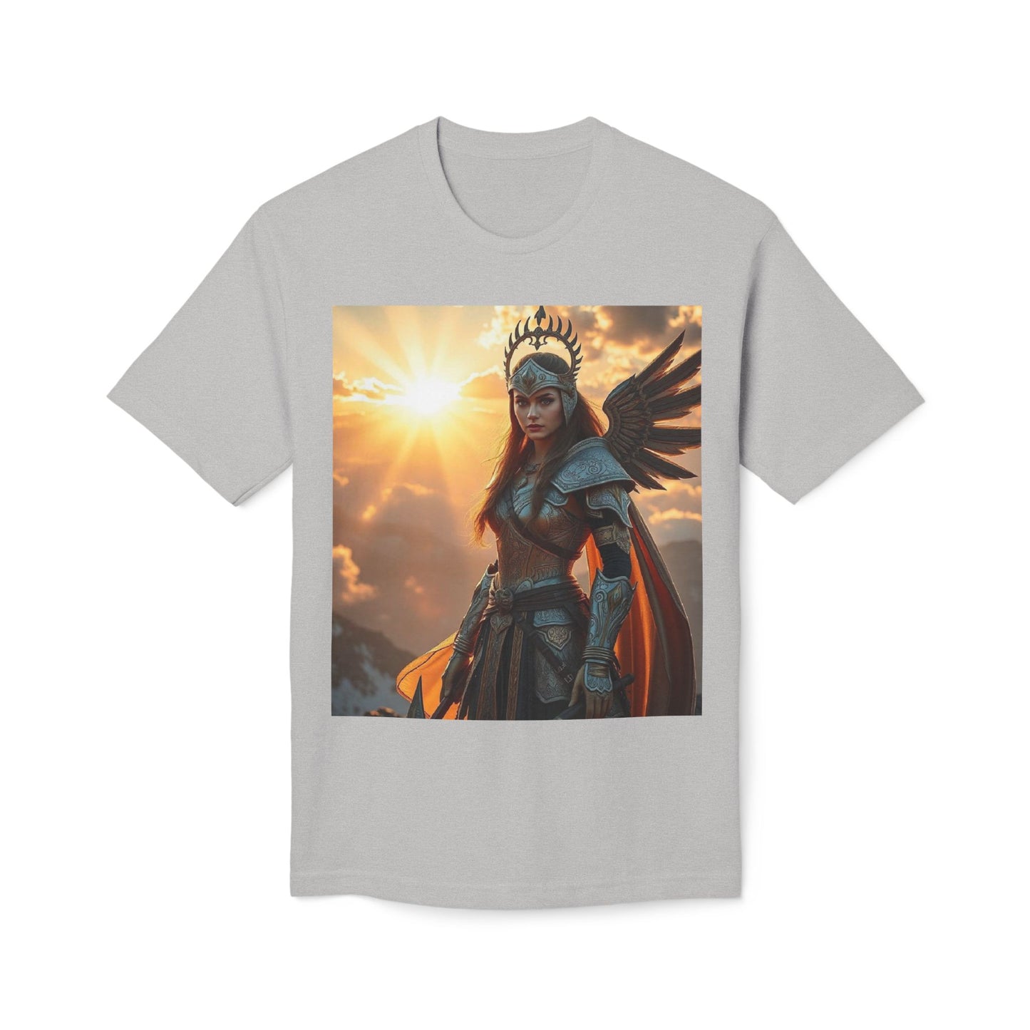 Valkyrie Warrior T-Shirt — Norse Shieldmaiden Sunset Graphic Tee
