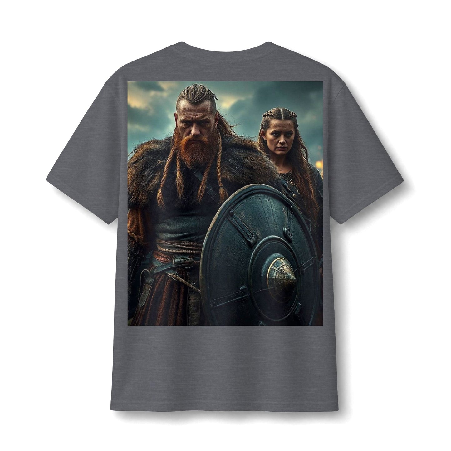 Viking Warrior Graphic Tee — Fierce Norse Shieldmen T‑Shirt