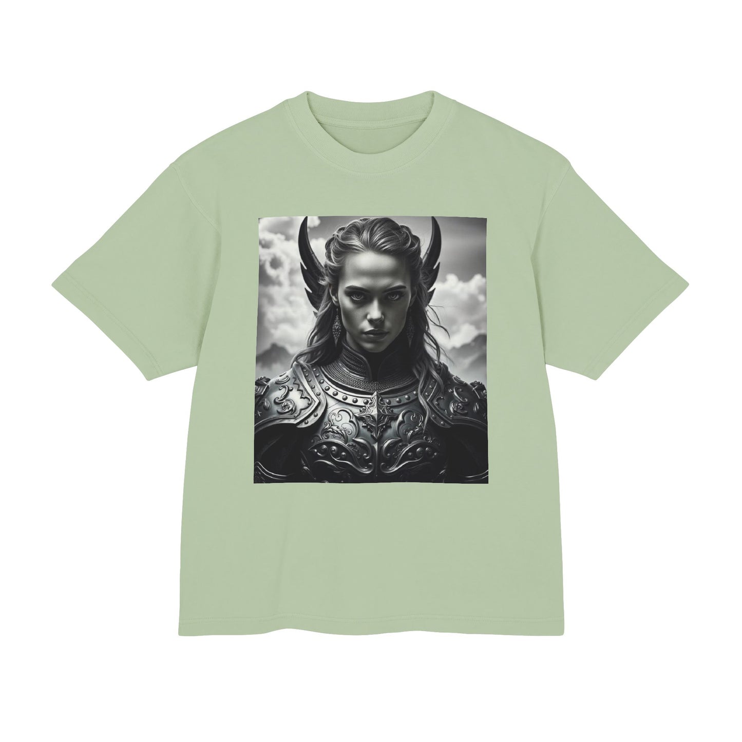 Valkyrie Warrior Tee — Mythic Black & White Armor Portrait T‑Shirt