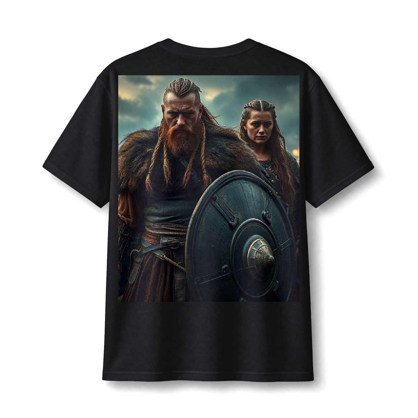 Viking Warrior Graphic Tee — Fierce Norse Shieldmen T‑Shirt