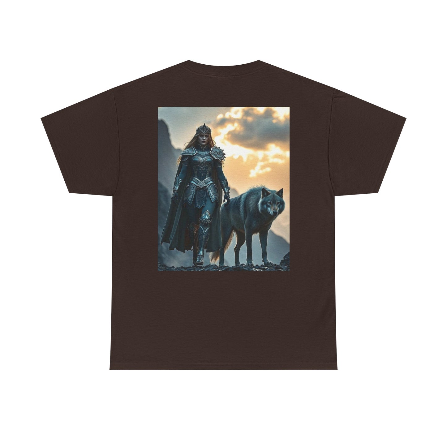 Viking Shieldmaiden & Wolf Graphic Tee