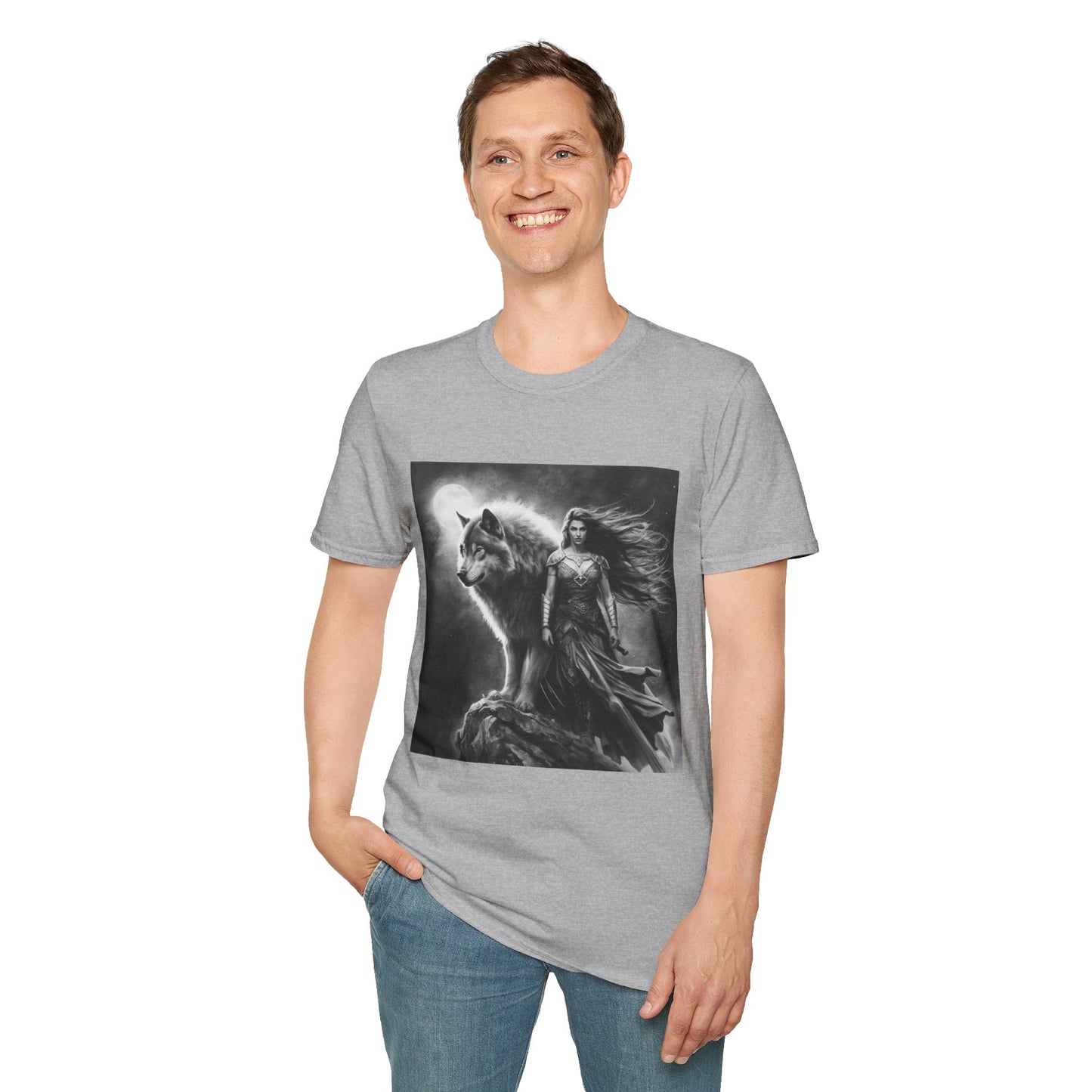 Wolf Guardian T-Shirt — Mystic Woman and Wolf Graphic Tee