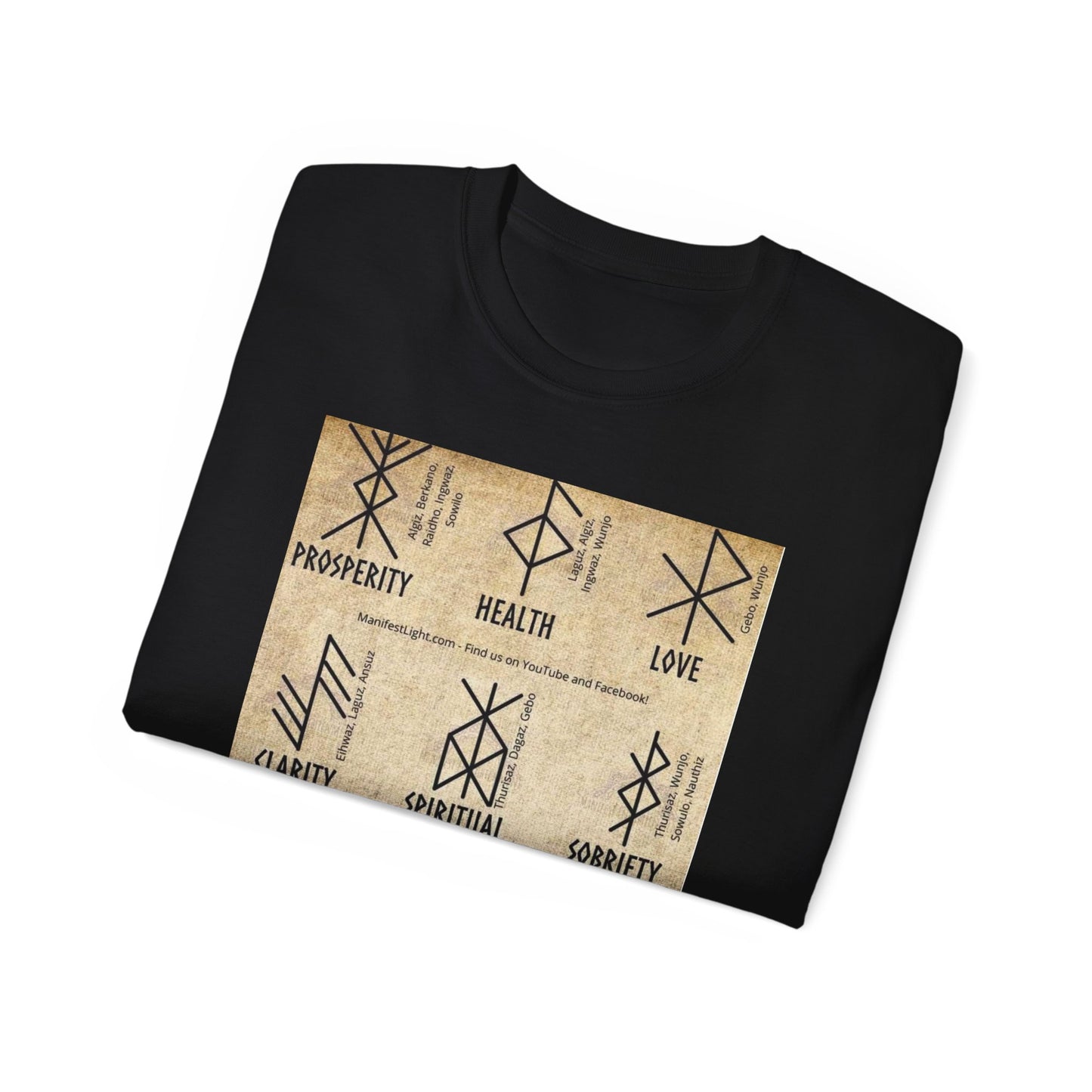 Runic Symbols T‑Shirt — Prosperity, Health & Protection Viking Rune Grid Tee