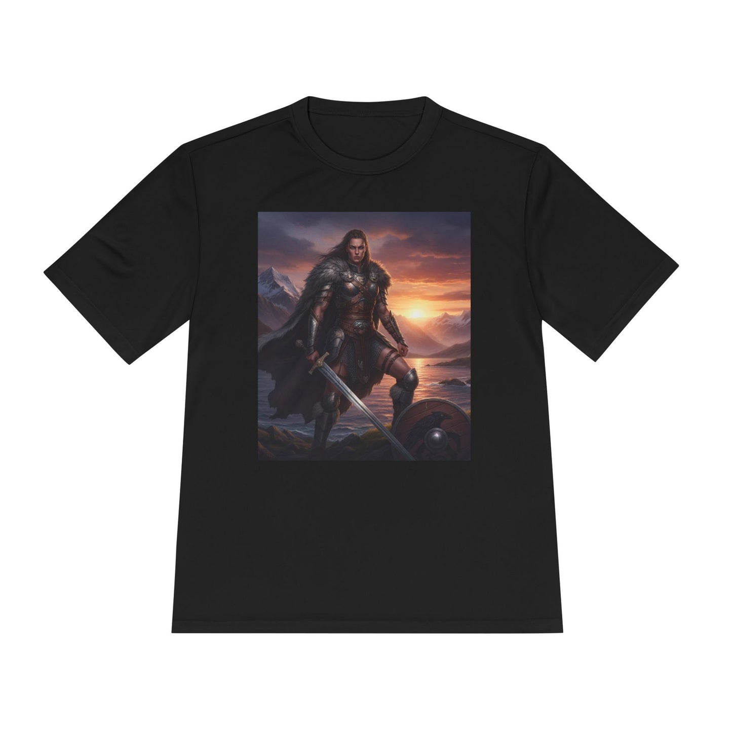 Viking Warrior Graphic Tee — Nordic Sunset Sword T‑Shirt