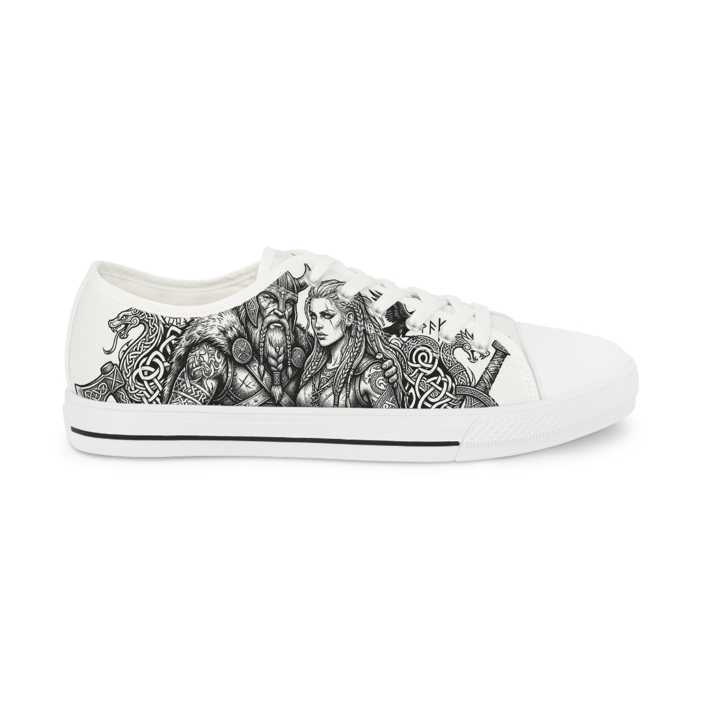Low Top Sneakers — Gothic Illustration Skull & Portrait Art Sneakers