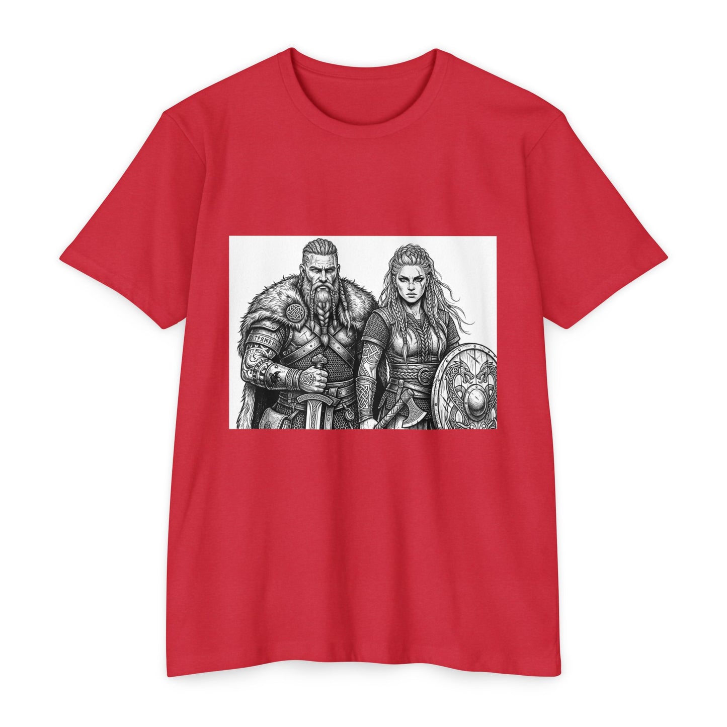 Viking Warriors T-Shirt — Norse Warrior Couple Illustration