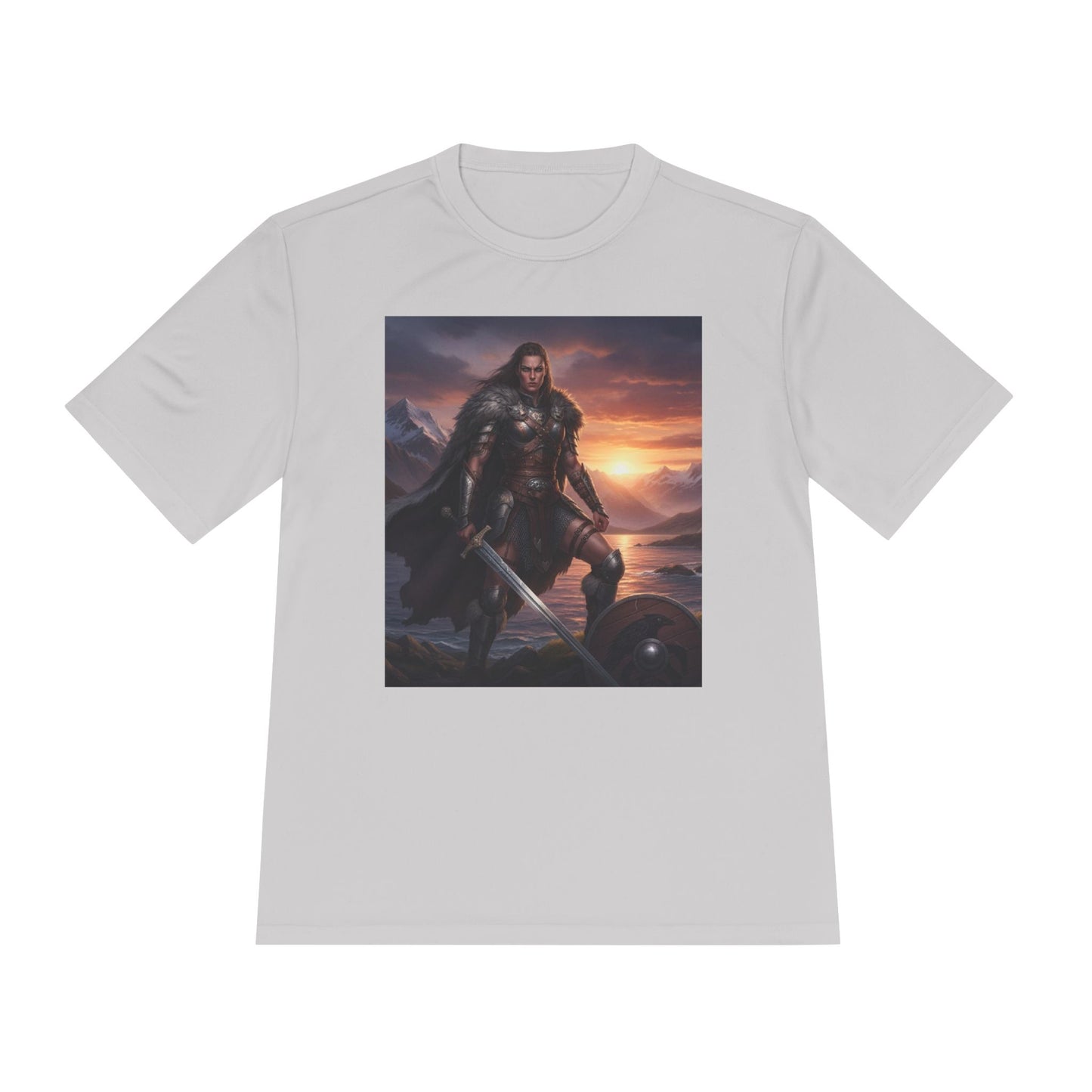 Viking Warrior Graphic Tee — Nordic Sunset Sword T‑Shirt