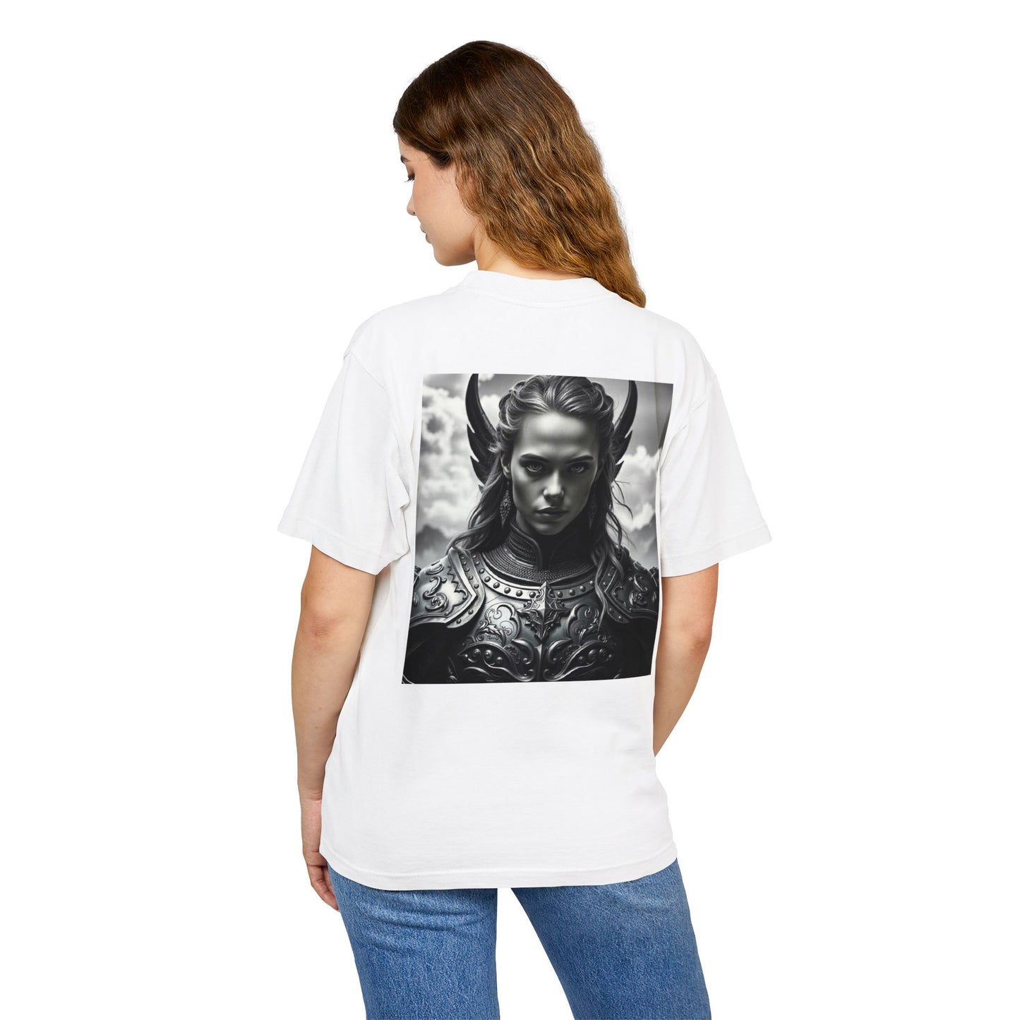 Valkyrie Warrior Tee — Mythic Black & White Armor Portrait T‑Shirt