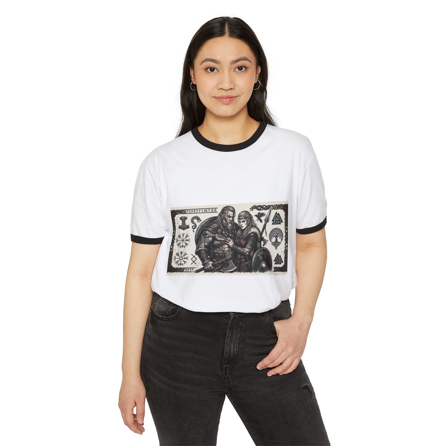 Viking Family Ringer T-Shirt — Norse Shieldmaiden & Warrior Design