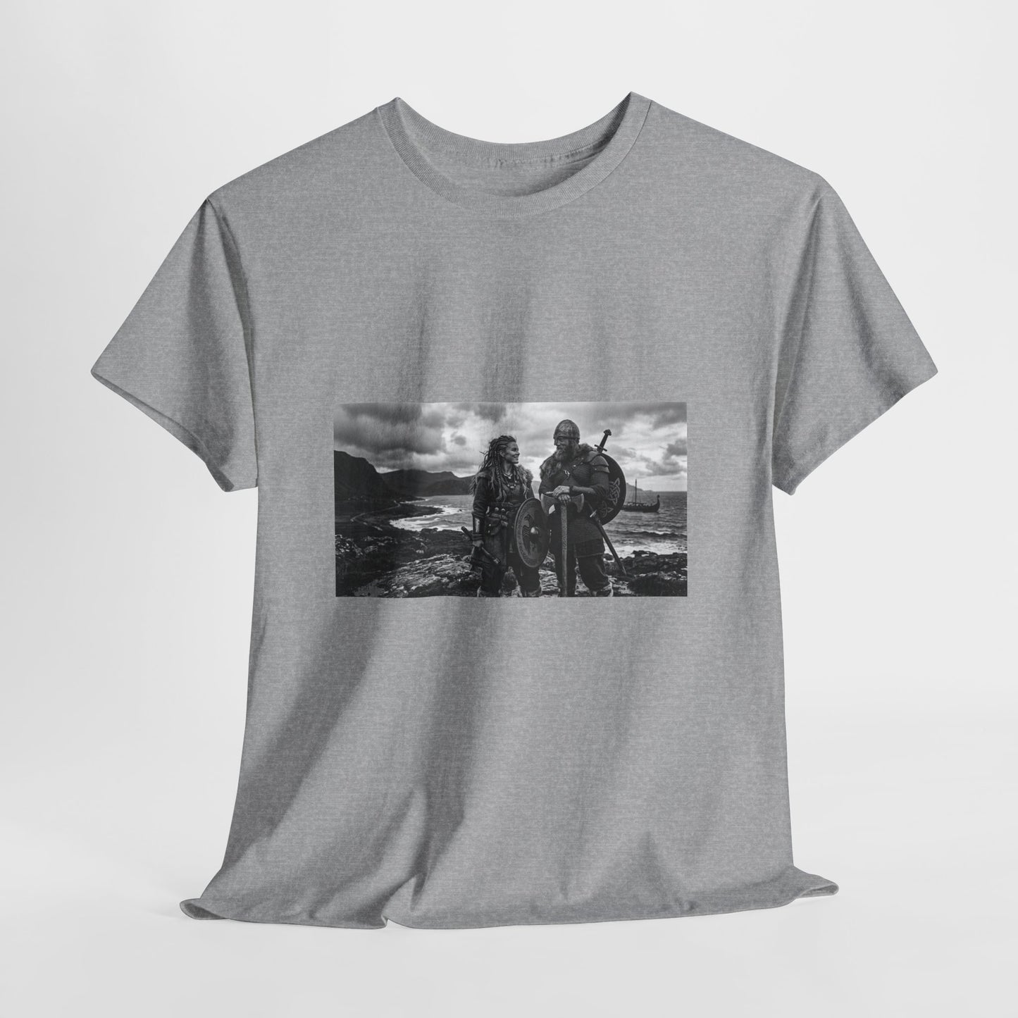 Viking Couple Graphic Tee - Nordic Warrior Photo T-Shirt