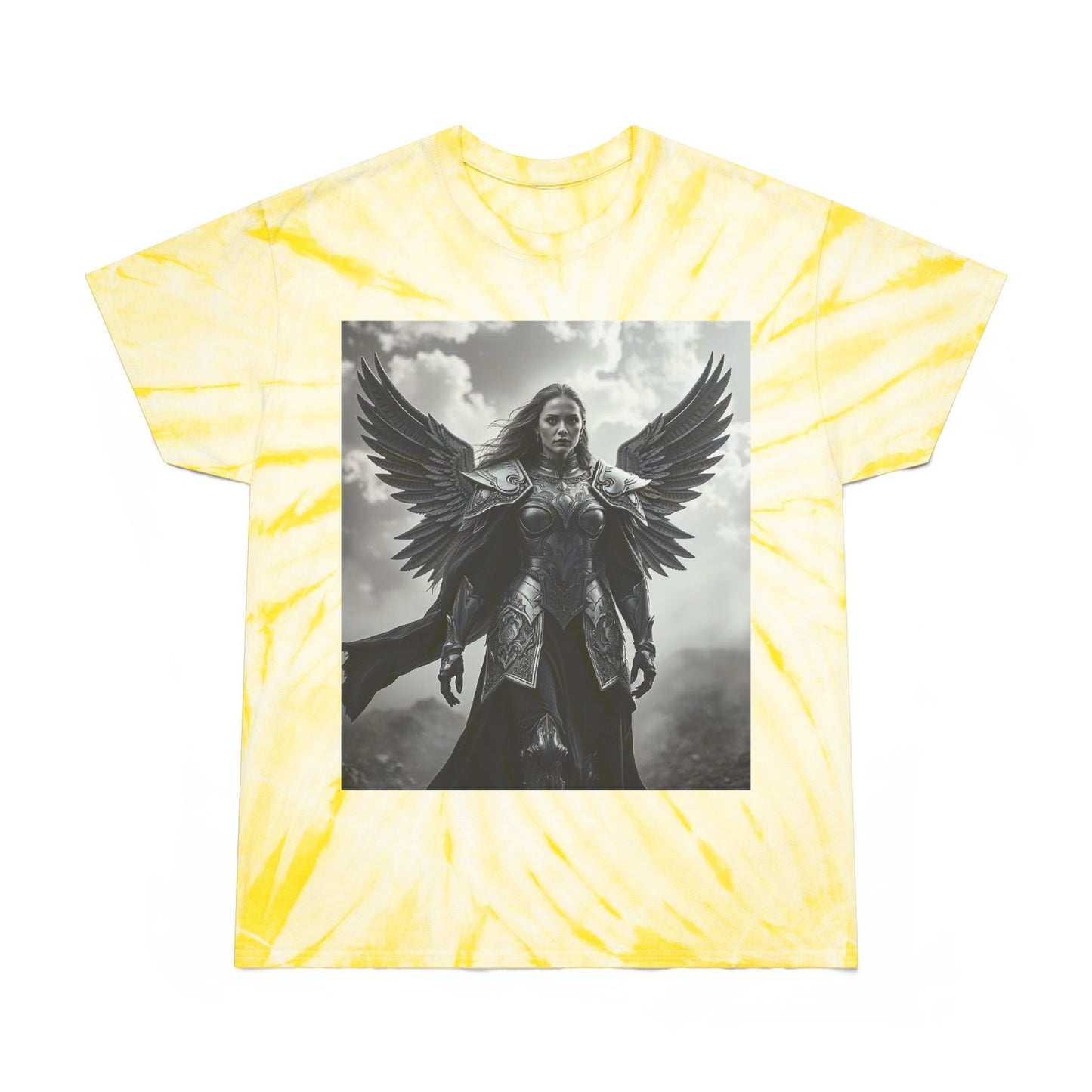 Angel Warrior Tie-Dye Tee — Yellow Cyclone Graphic T-Shirt