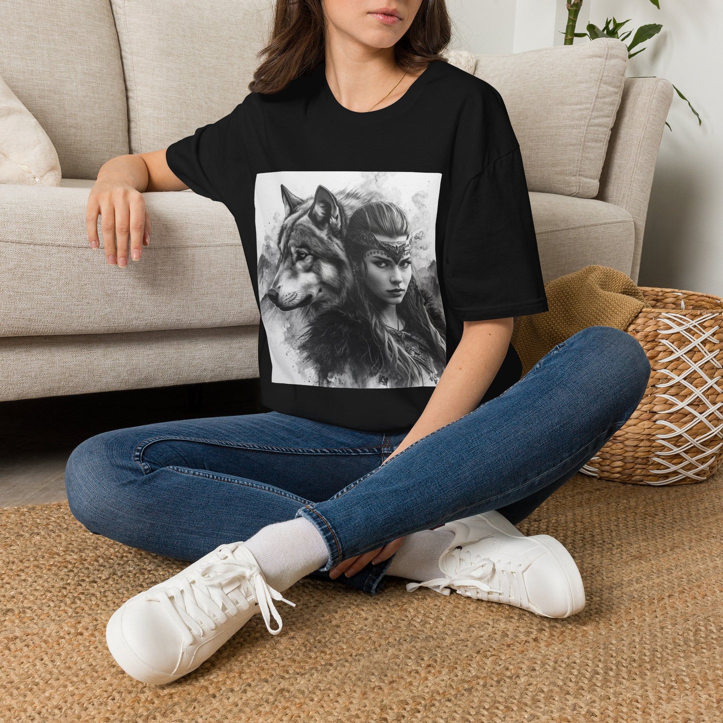 Wolf Spirit T-Shirt — Mystical Warrior Woman Graphic Tee