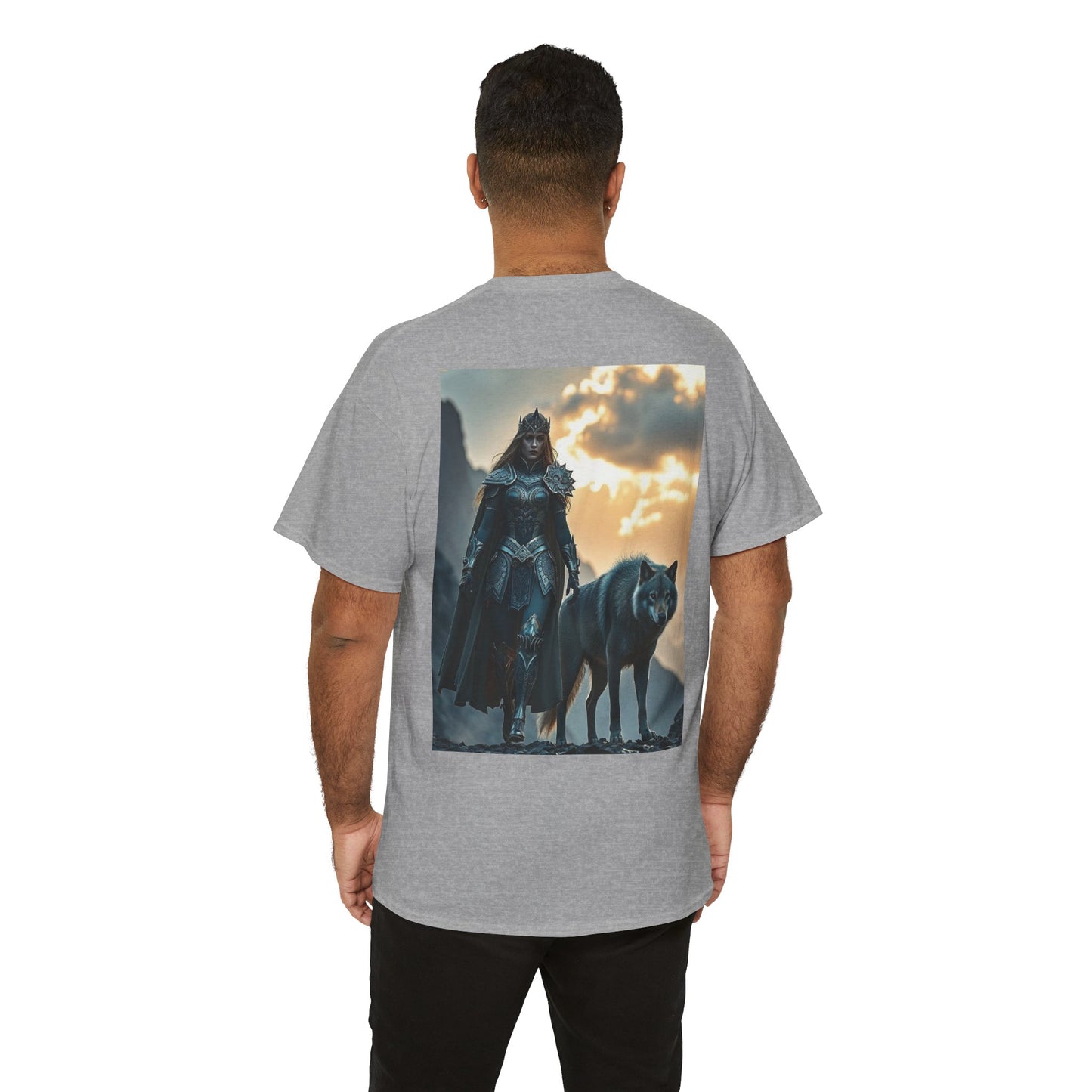 Viking Shieldmaiden & Wolf Graphic Tee