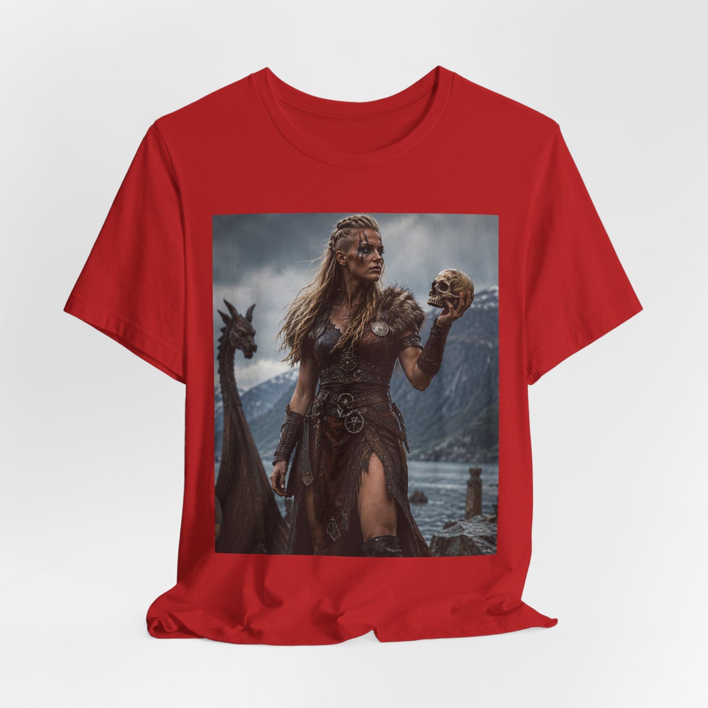 Viking Warrior Woman T‑Shirt — Norse Shieldmaiden Skull Fantasy Tee
