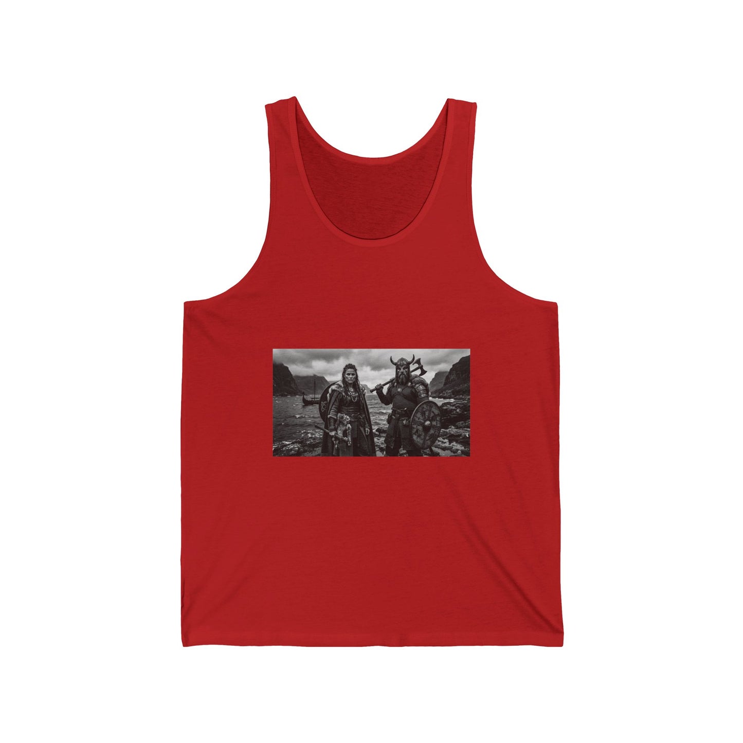 Viking Warriors Photo Tank Top — Norse Shield & Helm Gothic Graphic