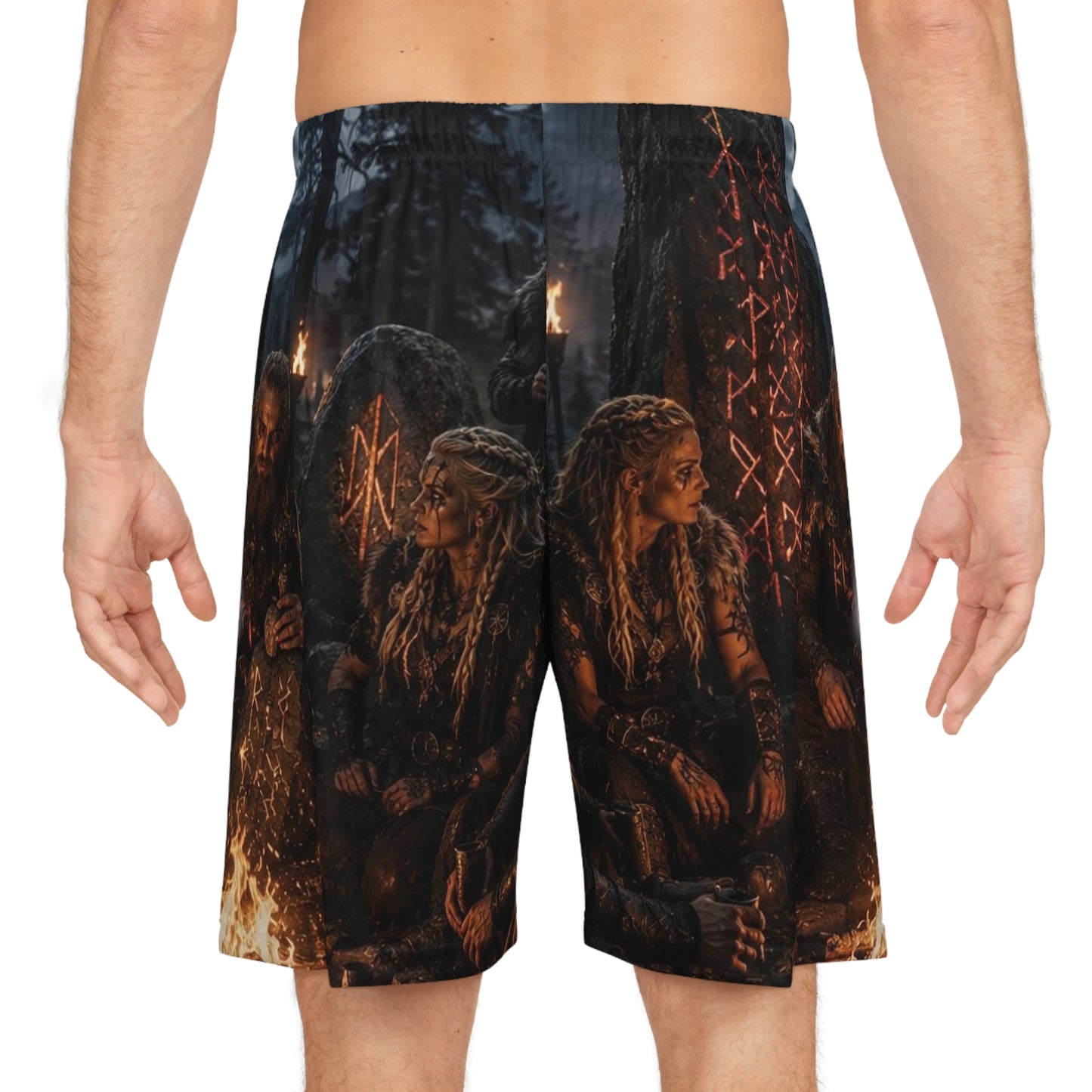 Viking Ritual Graphic Basketball Shorts