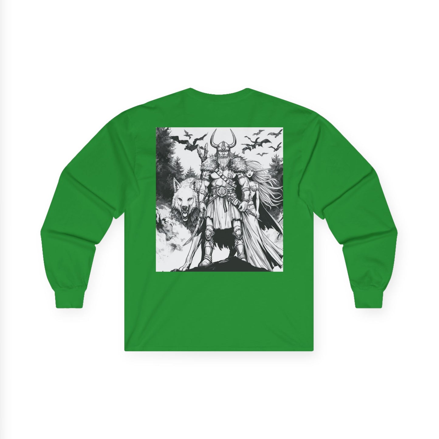 Viking Warrior Long Sleeve Tee — Valkyrie & Wolf Norse Design