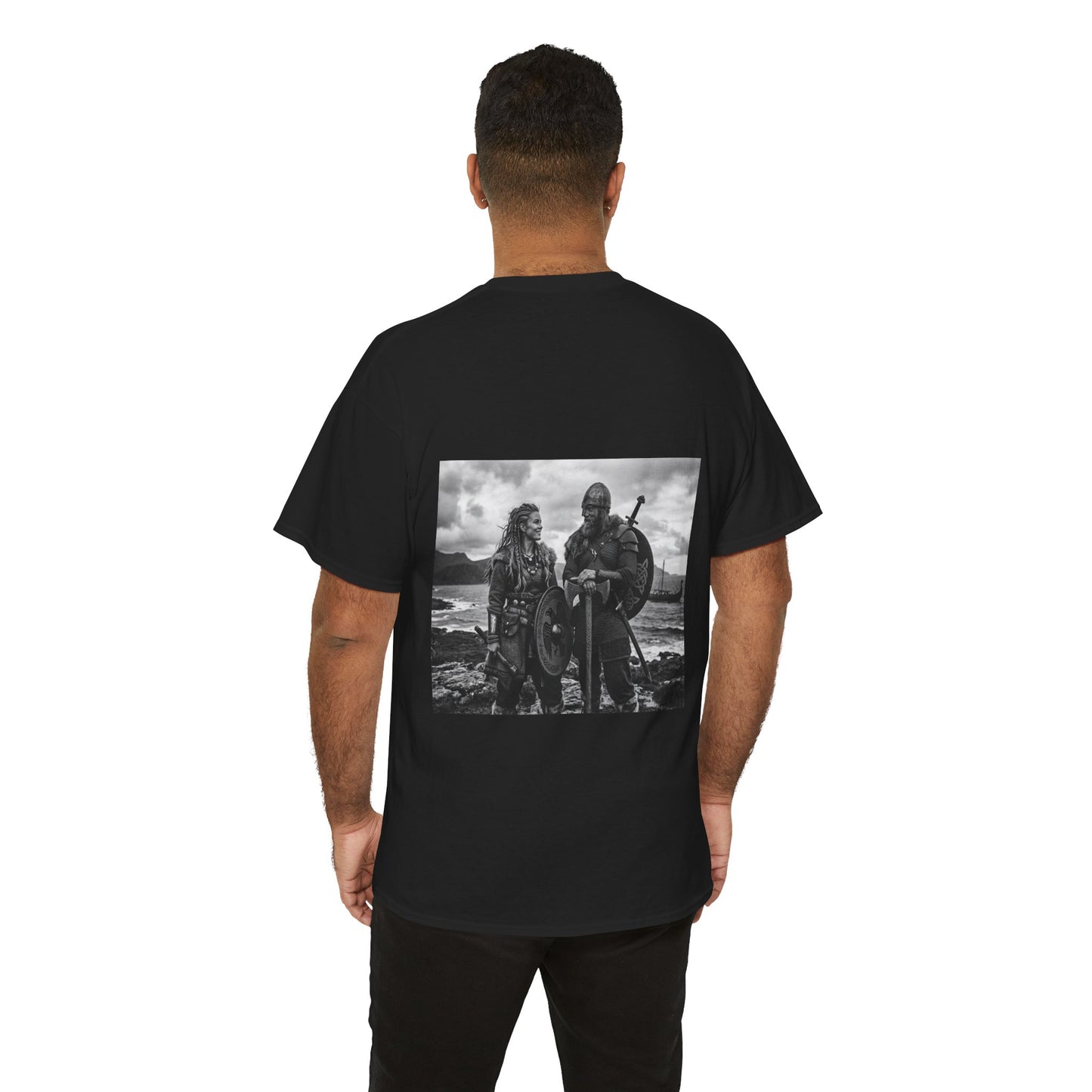 Viking Couple Graphic Tee - Nordic Warrior Photo T-Shirt