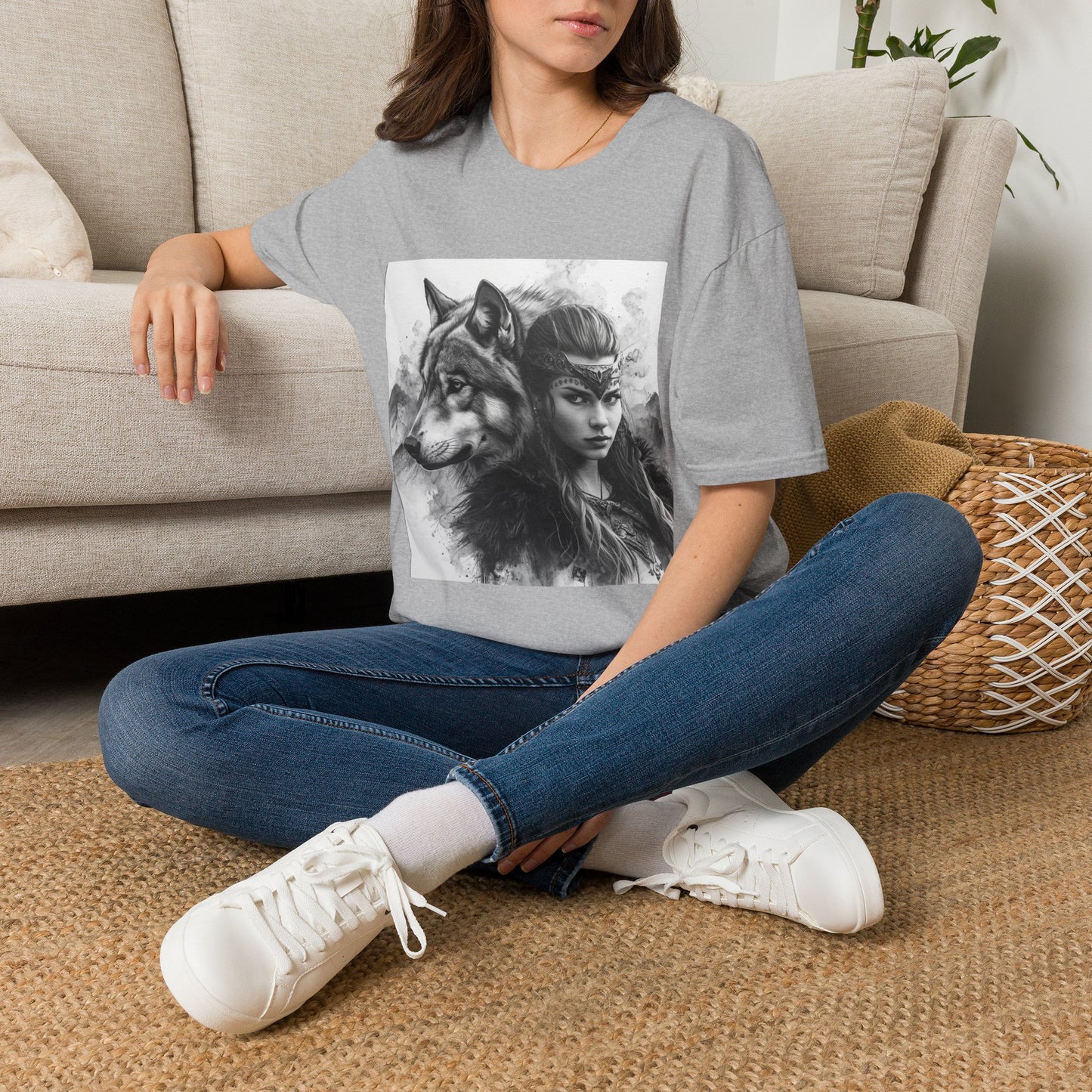 Wolf Spirit T-Shirt — Mystical Warrior Woman Graphic Tee