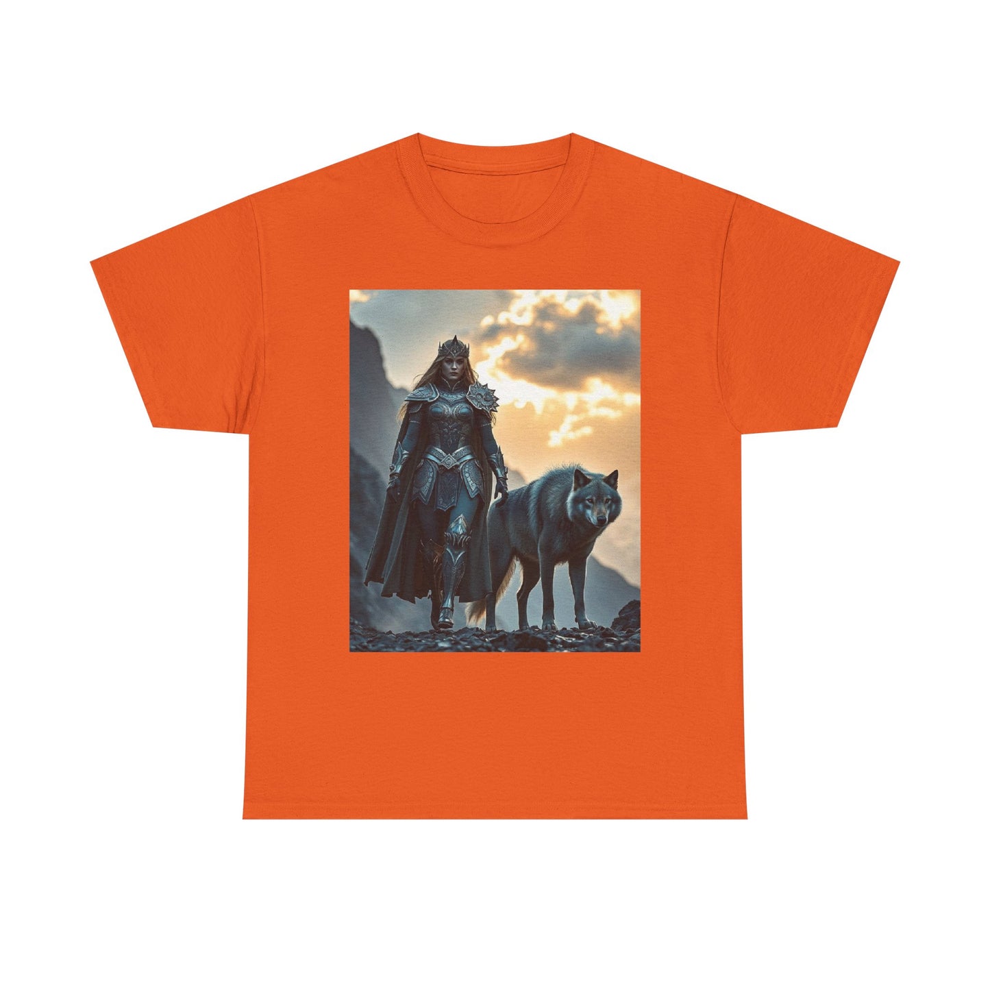Viking Shieldmaiden & Wolf Graphic Tee