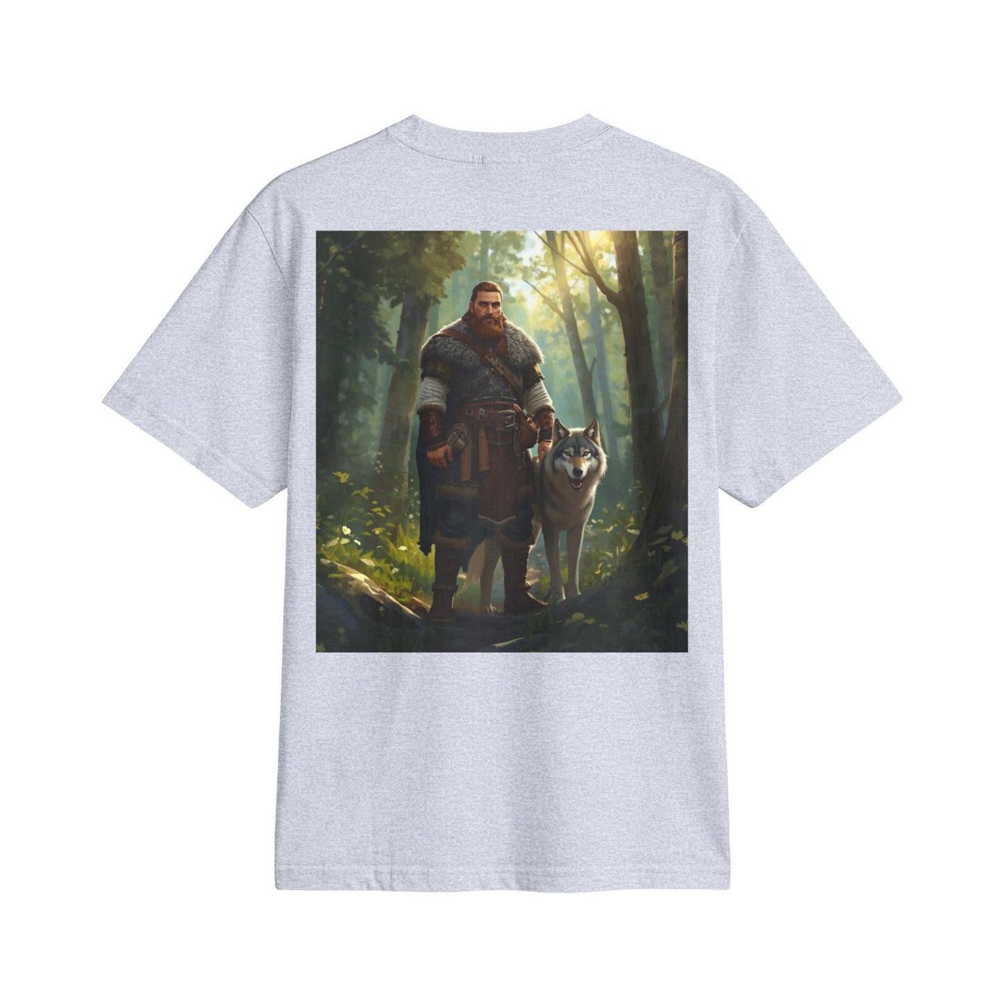 Viking Woodsman T‑Shirt – Warrior and Wolf Forest Graphic Tee