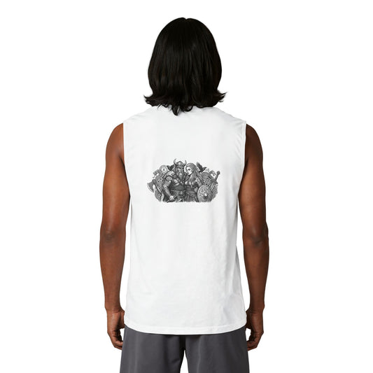 Viking Warriors Graphic Muscle Tank — Norse Shield-Maidens Illustration
