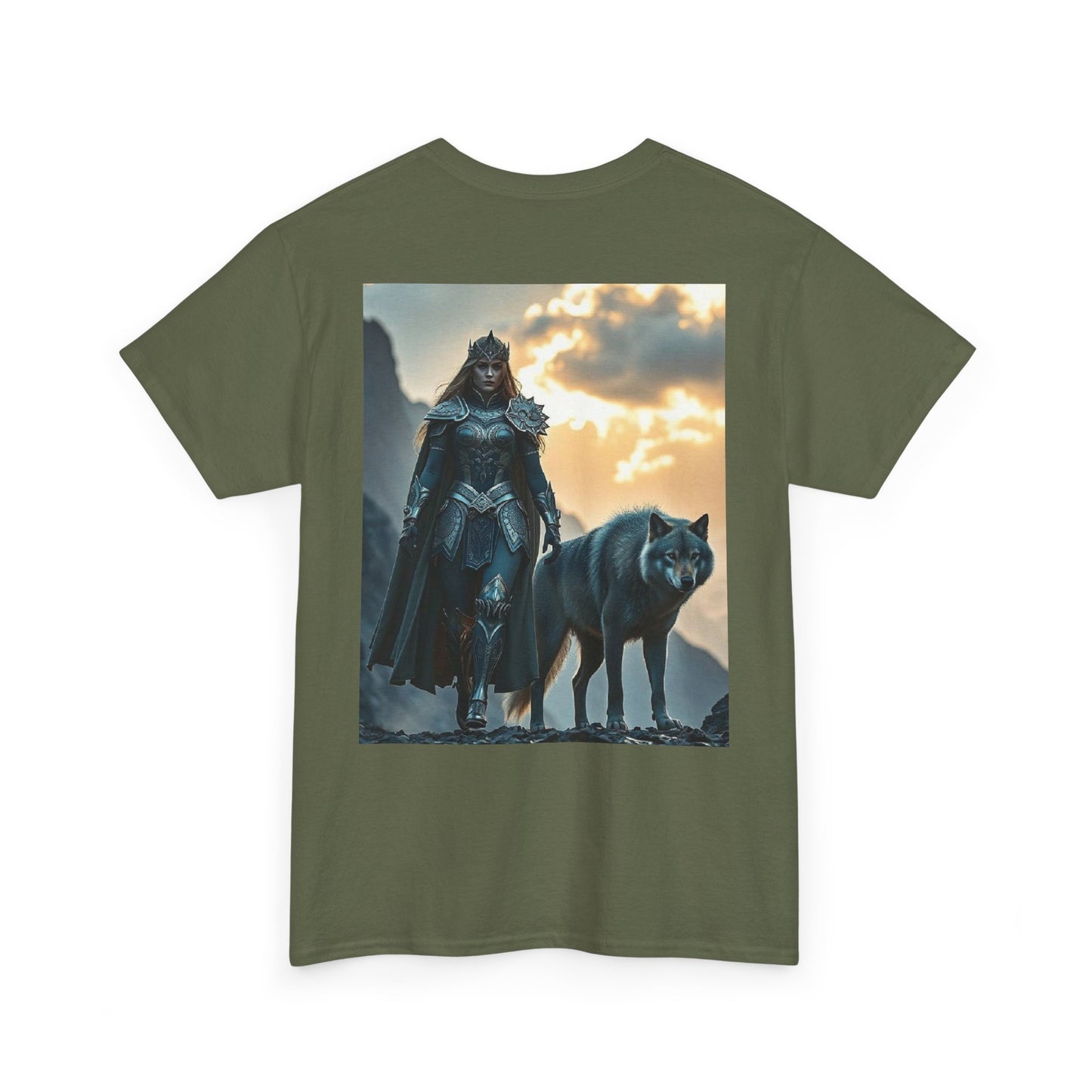 Viking Shieldmaiden & Wolf Graphic Tee
