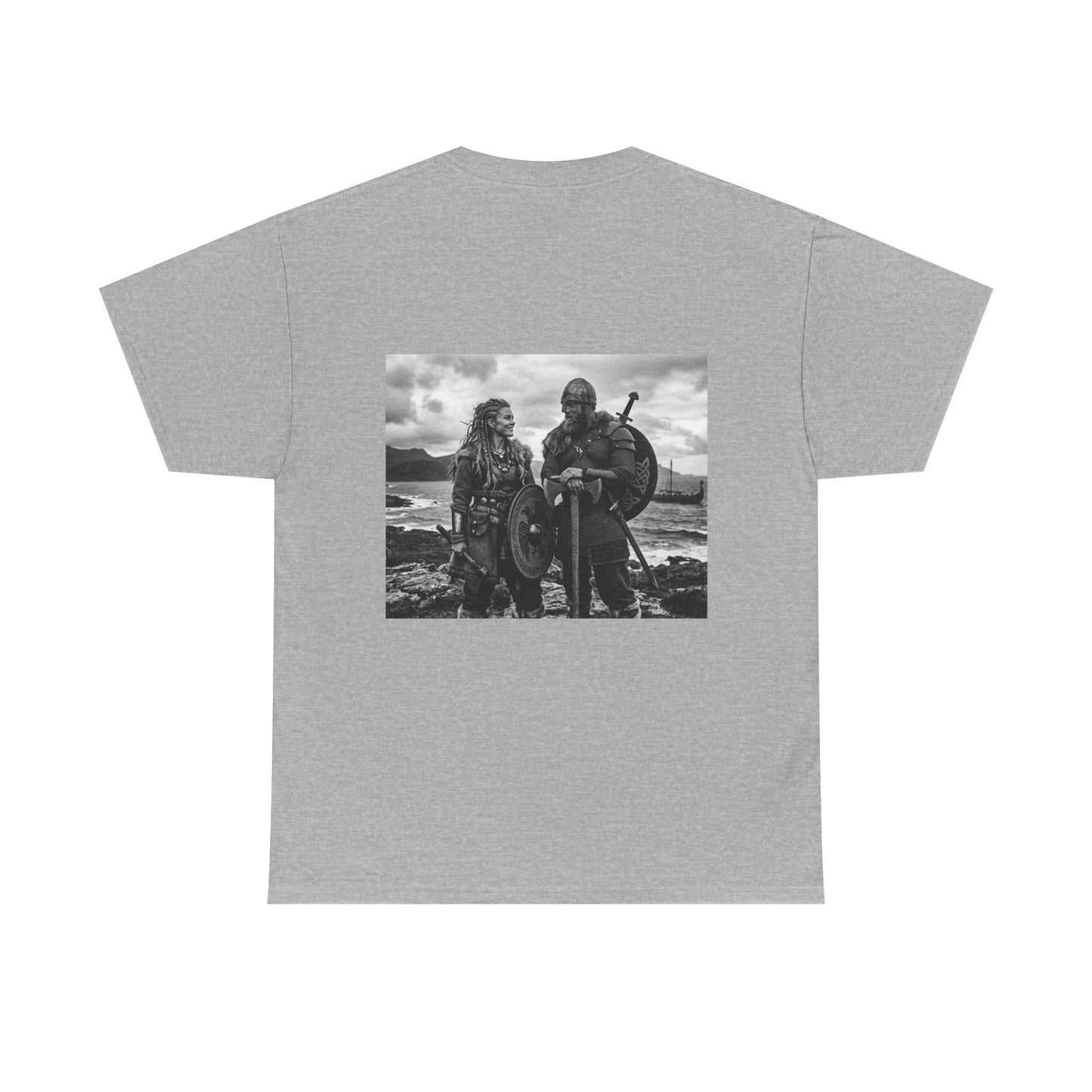 Viking Couple Graphic Tee - Nordic Warrior Photo T-Shirt