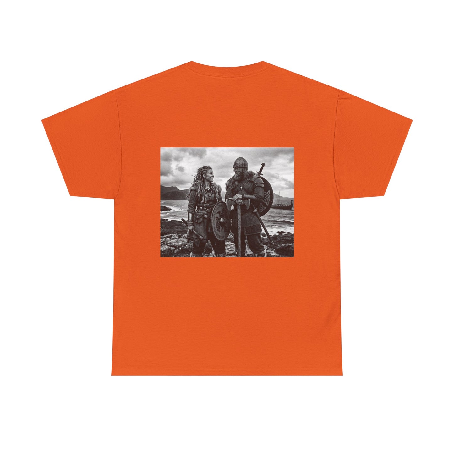 Viking Couple Graphic Tee - Nordic Warrior Photo T-Shirt